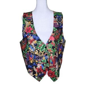 Vintage 111 Main Christmas Teddy Bear Angels Holiday Vest Womens Size XL Multi